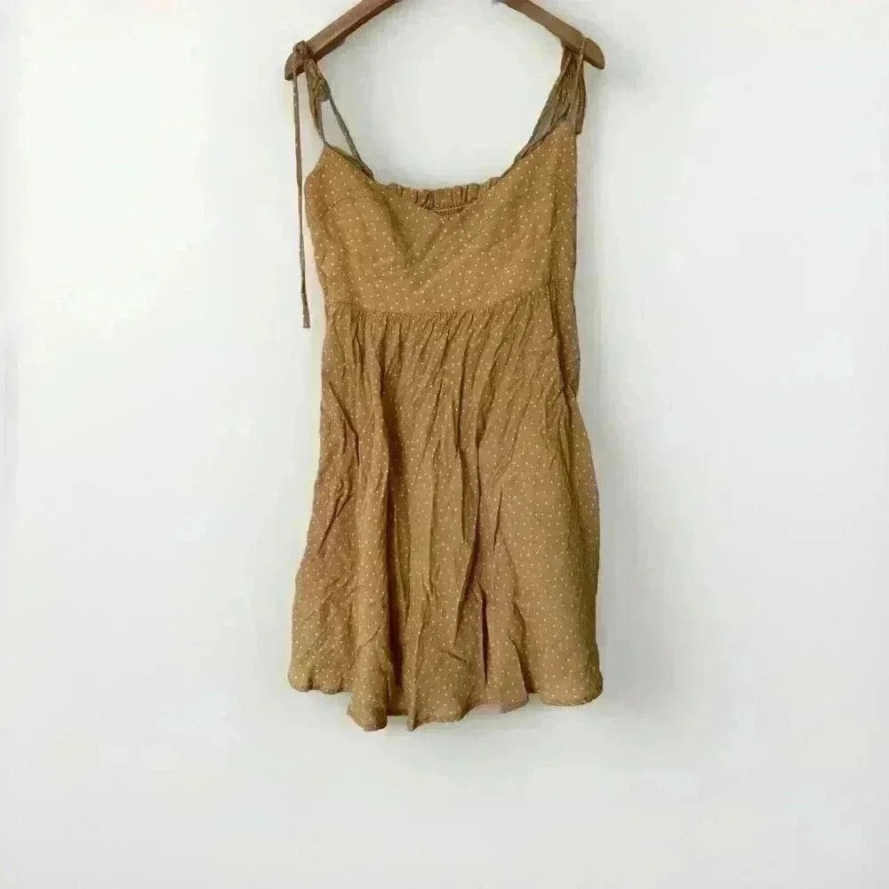 Blue Life Cami Mini Dress in Dot Size Small Mustard Yellow And White Polka Dots